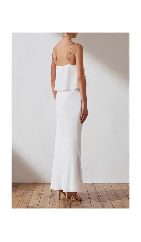 Shona Joy Luxe Bias Frill Slip Dress in Ivory Size 14 photo 2