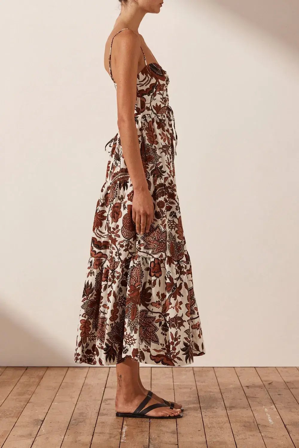 Shona Joy Catalina Lace Up Backless Midi Dress Print Size 8 photo 2