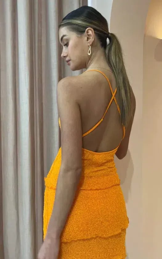 Ambra Madalena Greta Frill Gown Orange Size 10 photo 5