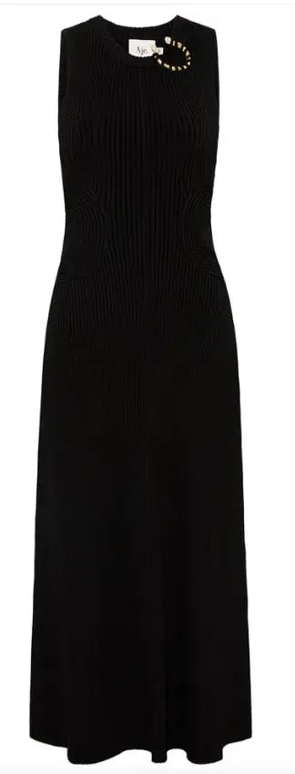 Aje Crescent Knit Midi Dress Black Size 12 / L photo 4