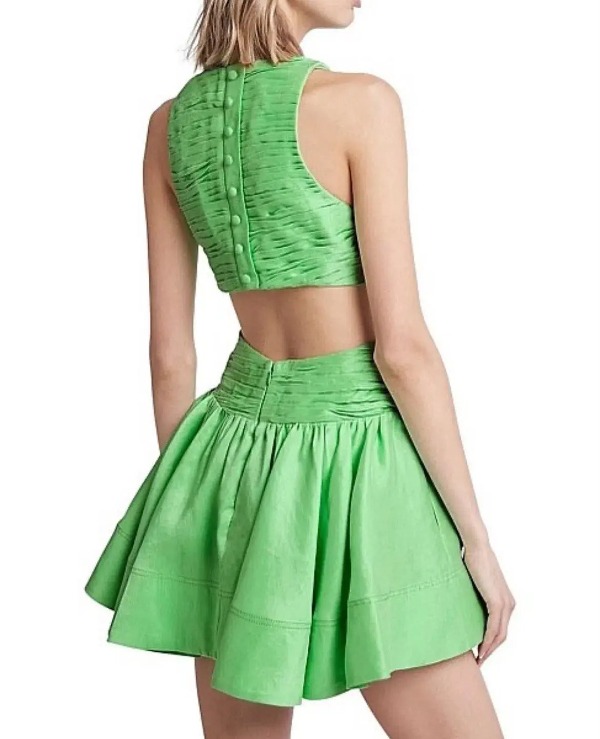 Aje Introspect Cut Out Mini Dress Green Size AU 16 photo 2