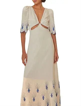 Farm Rio SEA OF FISH MIDI DRESS White Size 6 photo 4