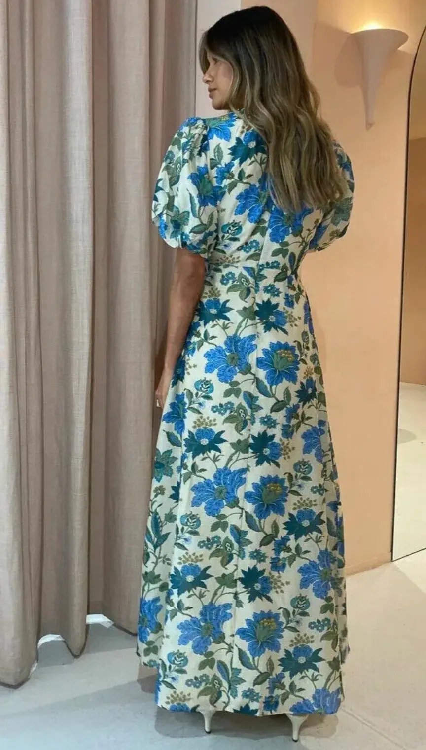 Sir the Label Celia Puff Sleeve Midi Dress Marguerite Print Size 3 AU 12/L photo 4