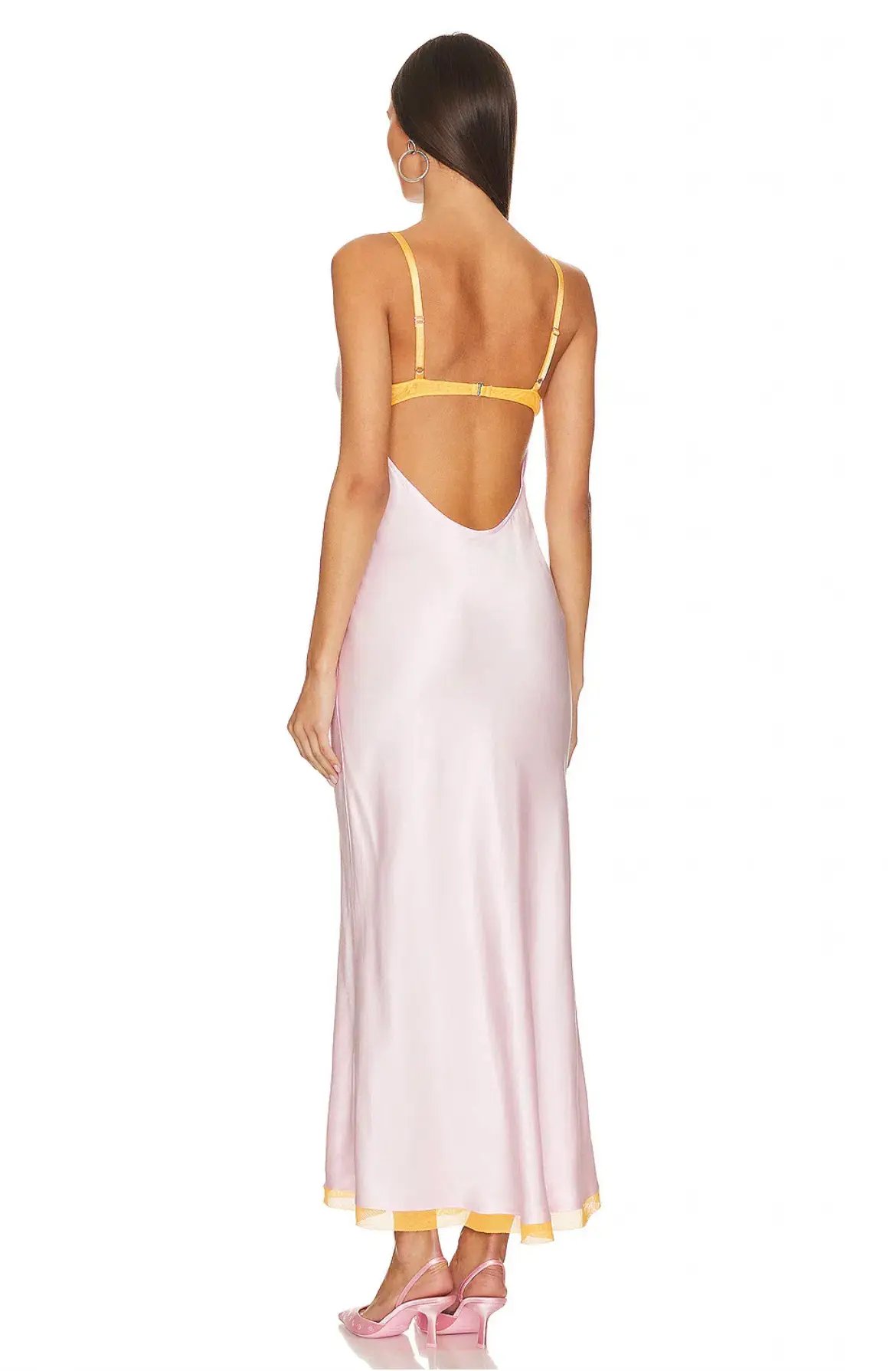 Bec & Bridge Joelle Mesh Detail Open Back Maxi Dress Orange/Pink Size 6 photo 3