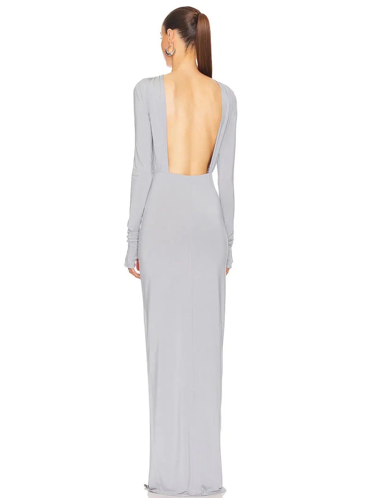 Helsa Jersey Backless Maxi Dress in Dove Grey Size 8 photo 3