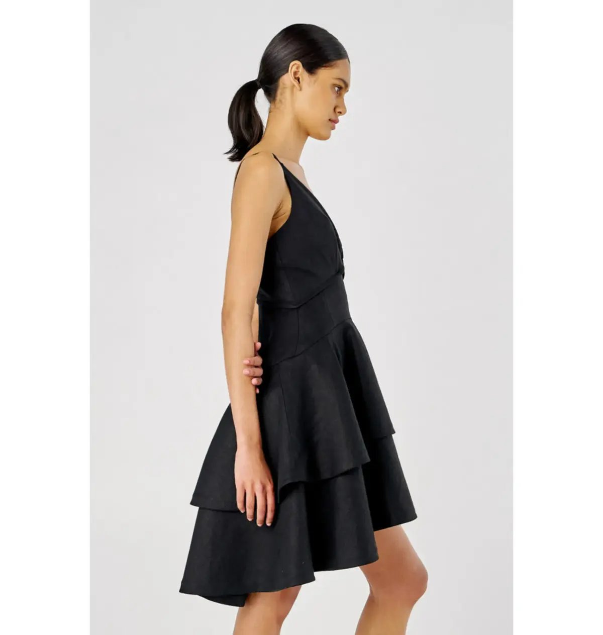 Oroton Tiered Bodice Dress Black Size AU 8 photo 3