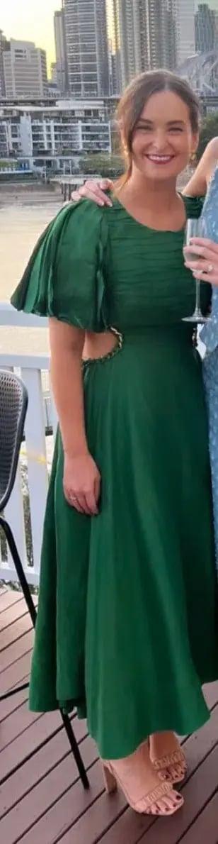 Aje Monica Chainlink Midi Dress Forest Green Size 10 photo 2