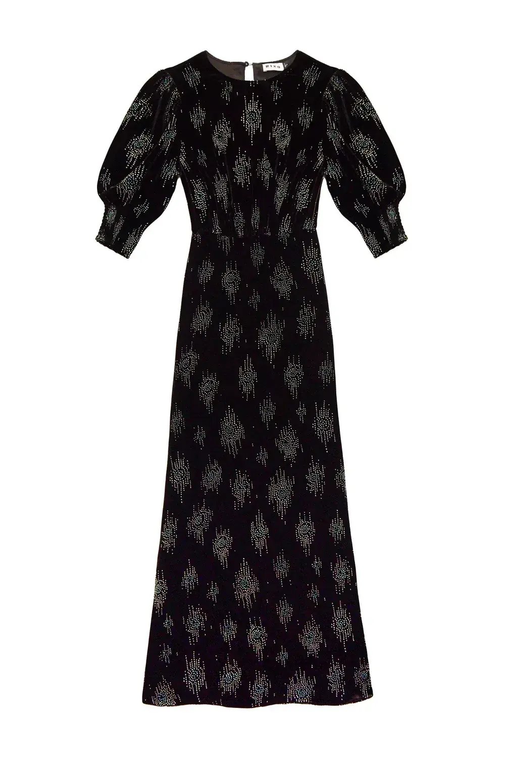 RIXO Lucile Velvet Droplet Glitter Midi Dress Black Size 6 photo 6