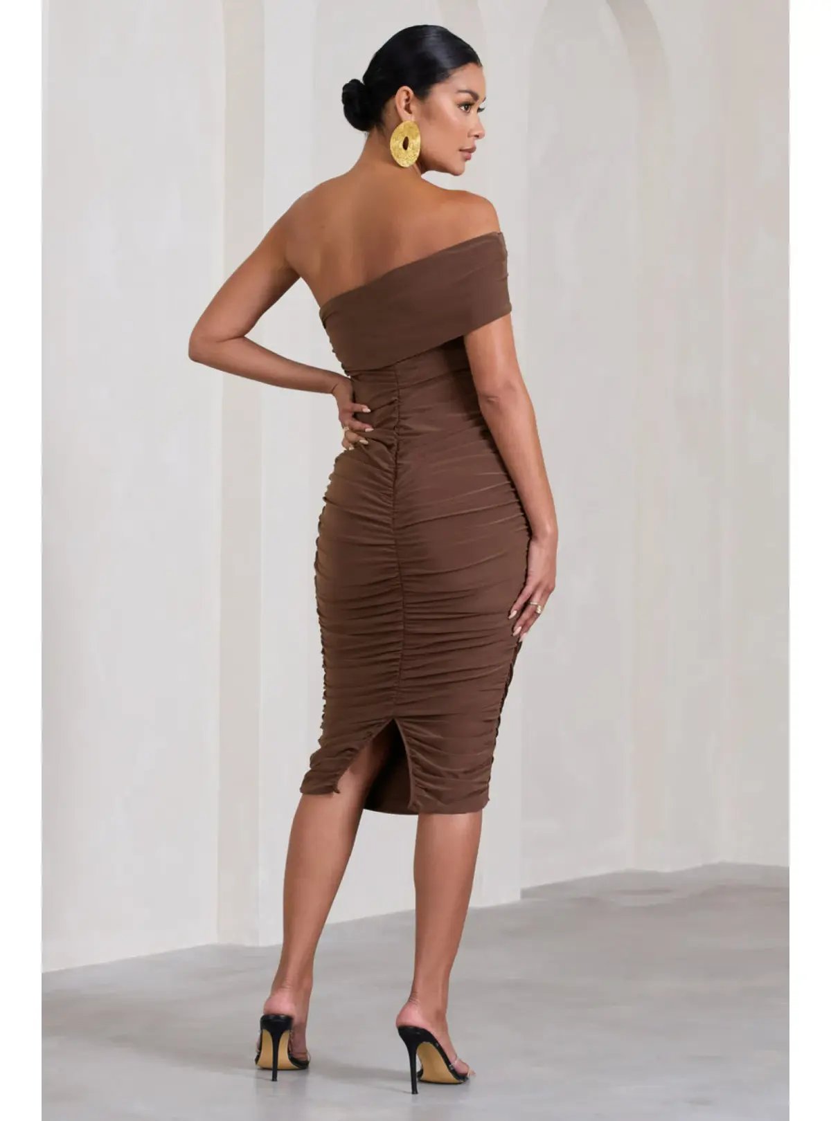 Club L London Remember Me Maternity One Shoulder Midi Dress Chocolate Size AU 12 photo 3