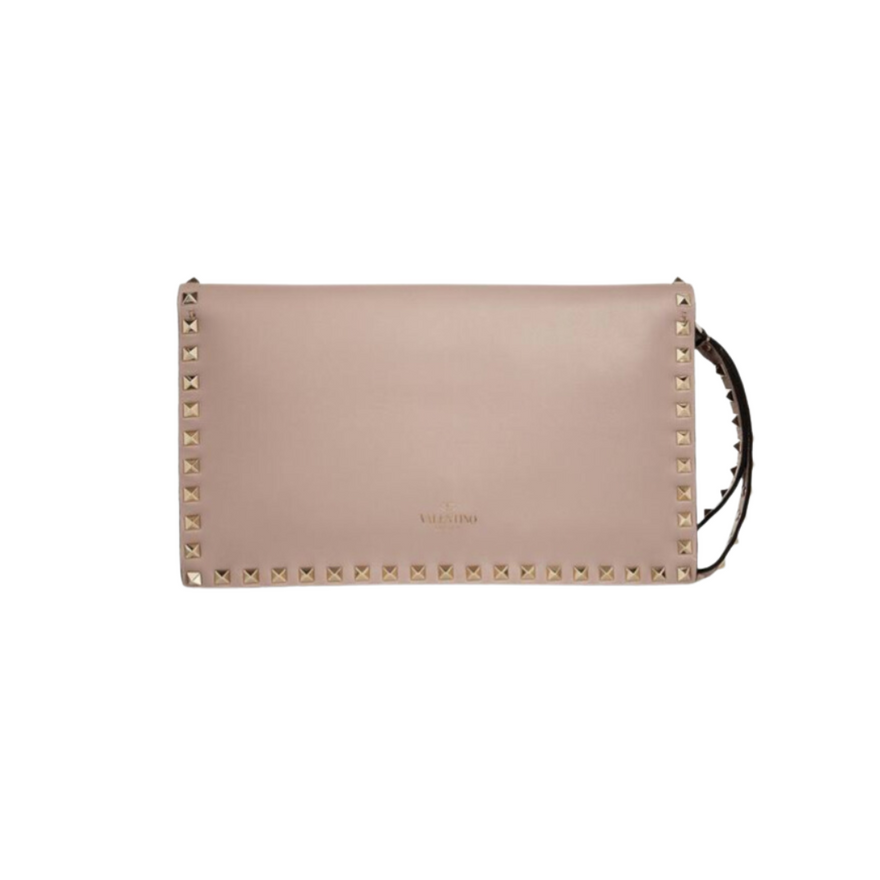 Valentino Rockstud Leather Clutch (nude) photo 2