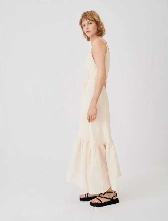 Maje Rolio Strappy Woven Maxi Dress Ecru Cream Size 34 / AU 6 photo 7