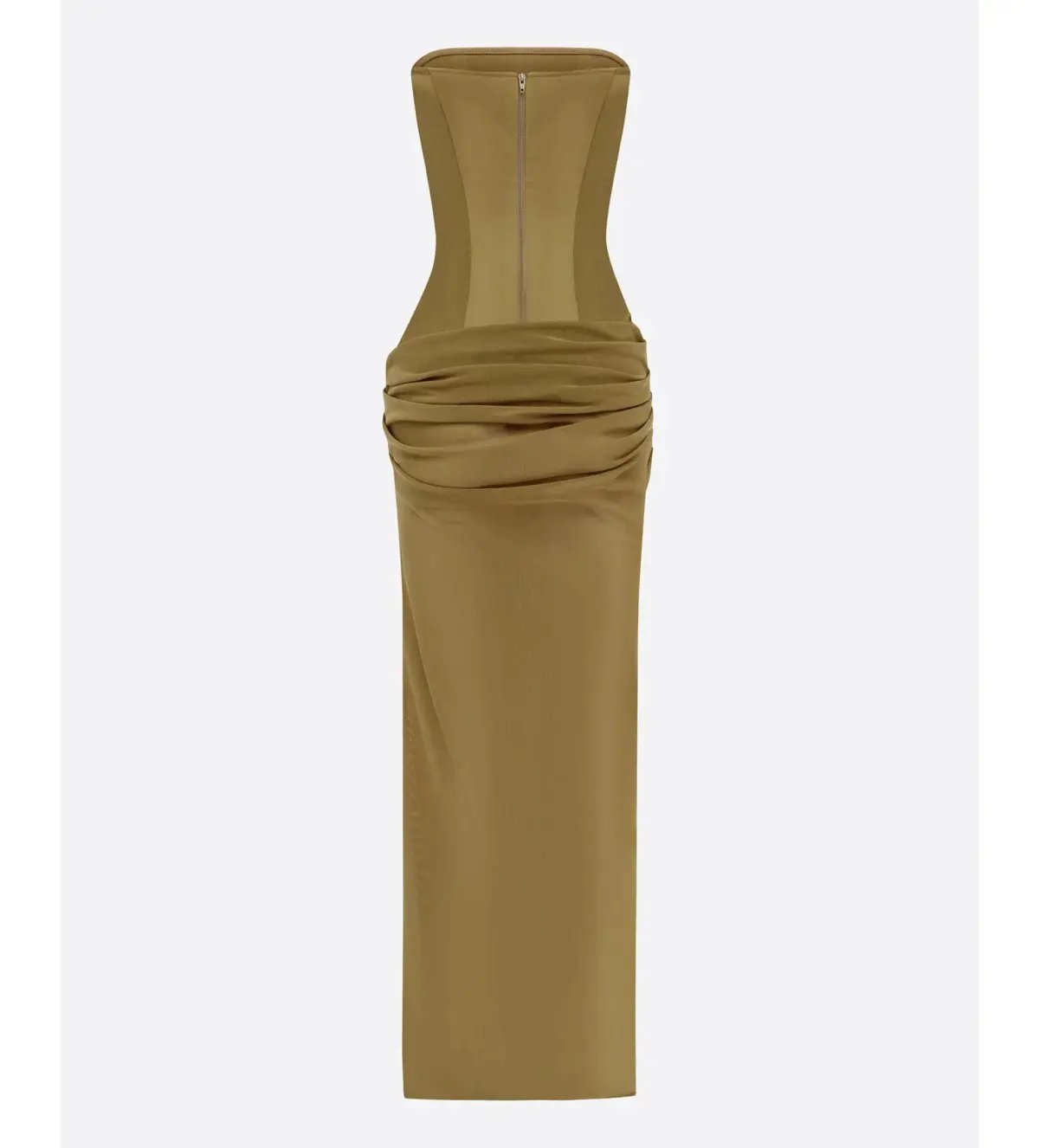 Alex Perry Strapless Longline Column in Stretch Mesh Maxi Dress Khaki Size AU 10 photo 8