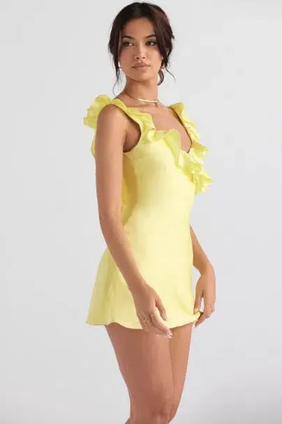 House of CB Tink Buttercup Satin Ruffle Mini Yellow Size 8 photo 3