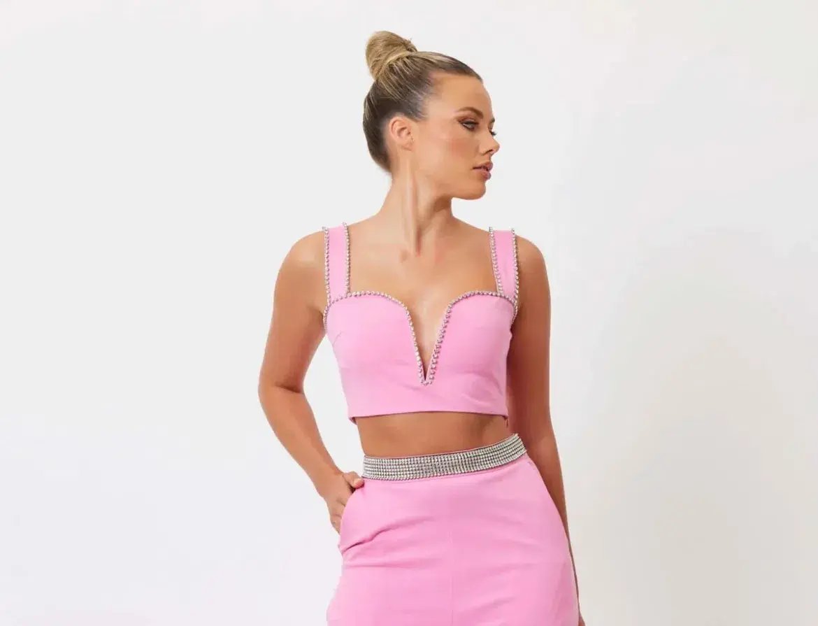 Bianca & Bridgett Hazel Crop Top & Riley Pant Set Pink Size 8 photo 4