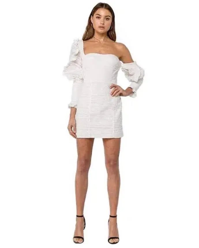 Asilio Asymmetric Mini Dress White Size 8 photo 2