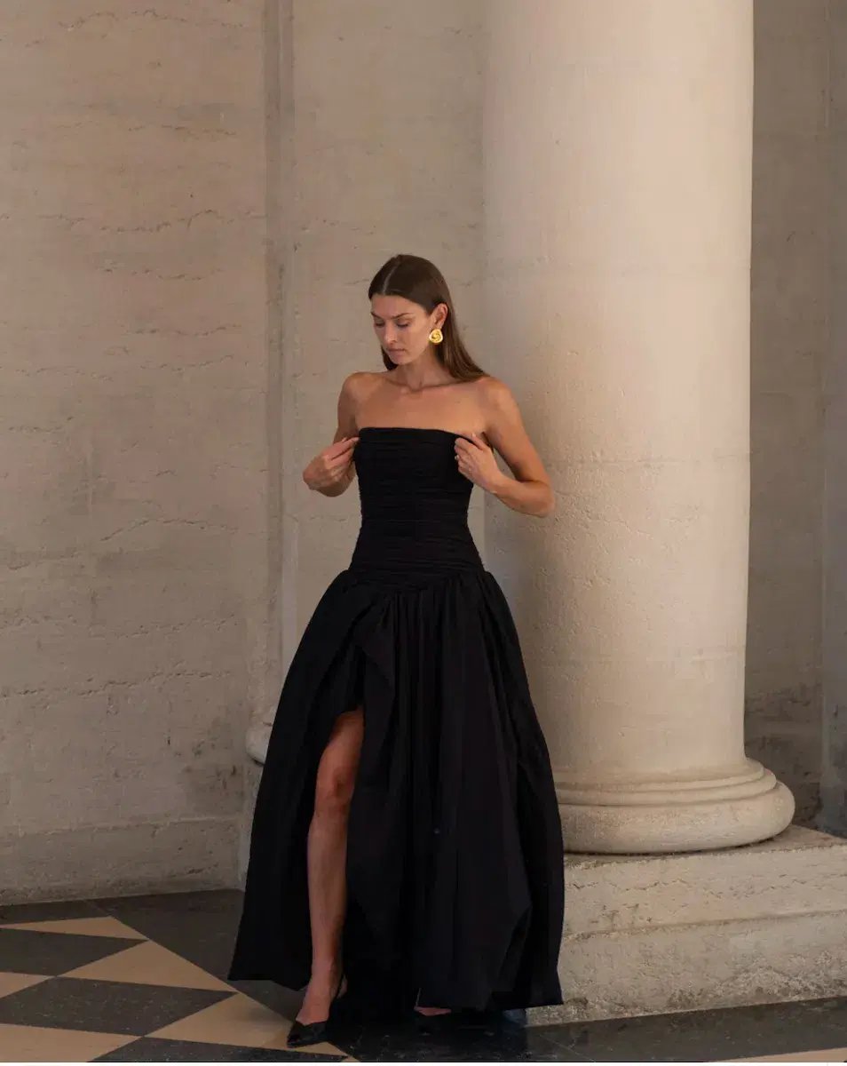 Aje Violette Bubble Hem Maxi Dress Black Size 8 photo 4
