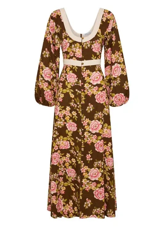 BOHEMIAN TRADERS JULIET SCOOP NECK MIDI / CHOCOLATE / SIZE 8 photo 5