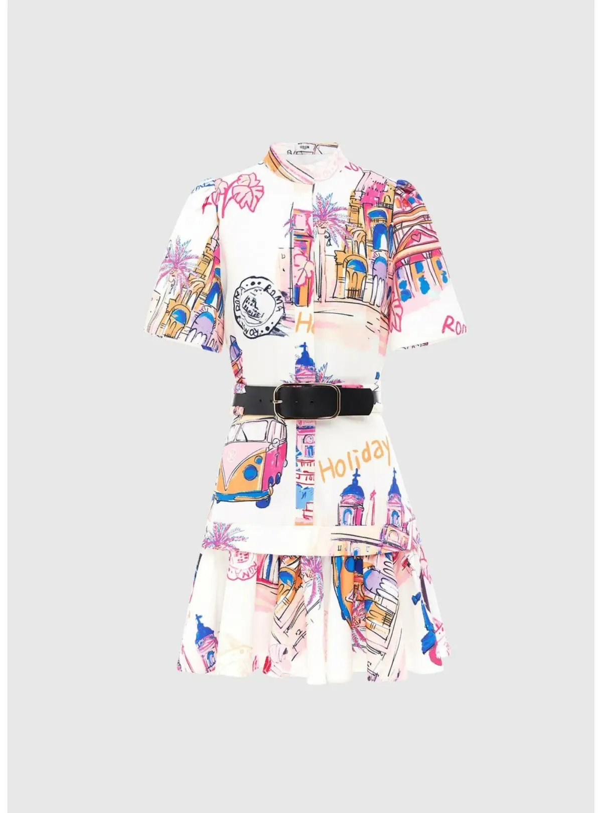 Leo Lin Beatrice Short Sleeve Mini Dress Fiesta Print Size AU 12 photo 2