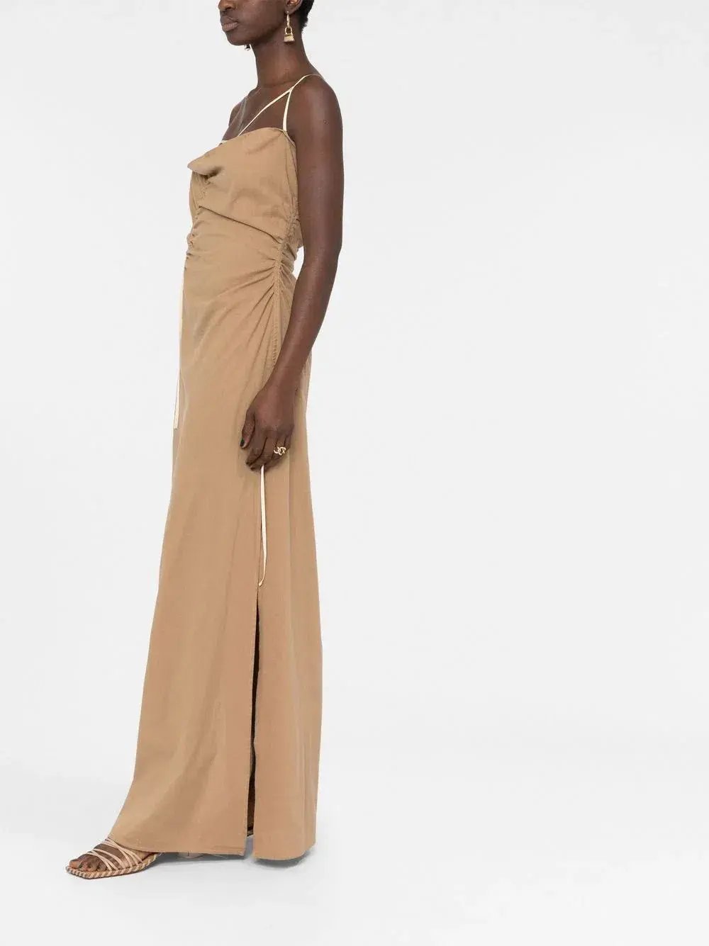 Jacquemus Ruched Maxi Dress Beige Size 8 photo 2