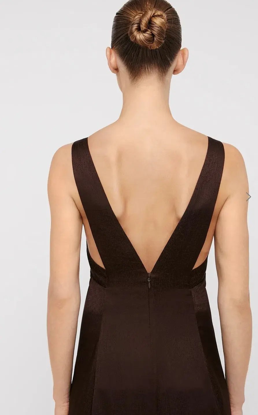Scanlan Theodore Silk Jacquard Gown Chocolate Brown Size 12 photo 4