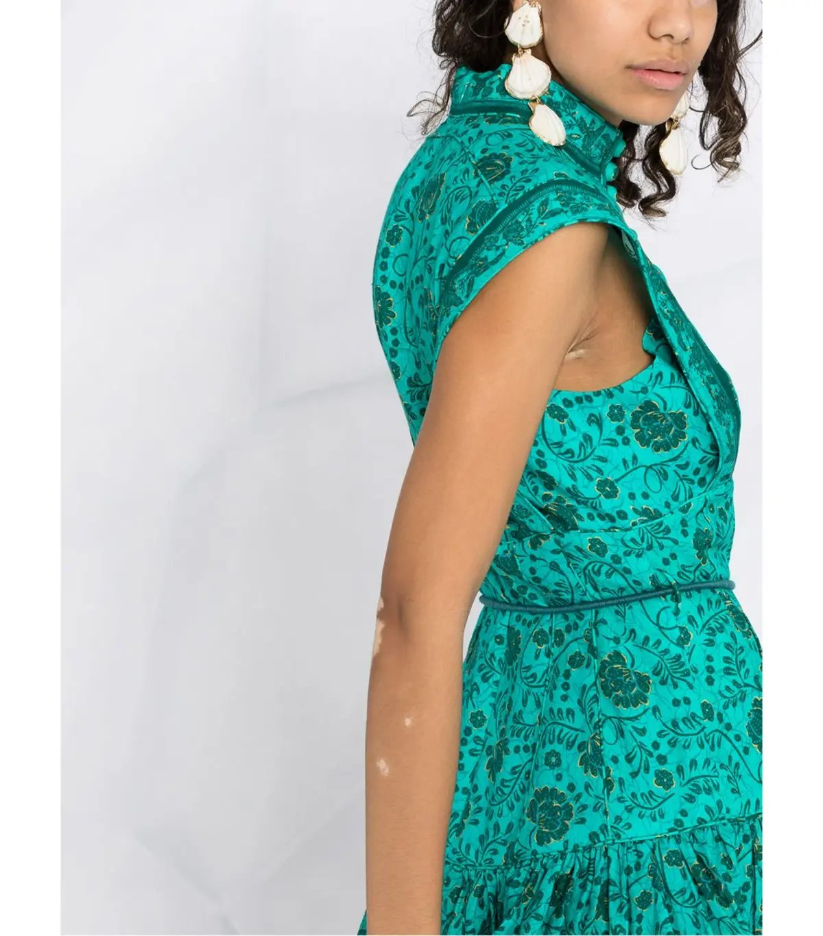 Zimmermann Lulu Panelled Flip High Neck Mini Dress Jade Floral Print Size 1 / AU 10 photo 3