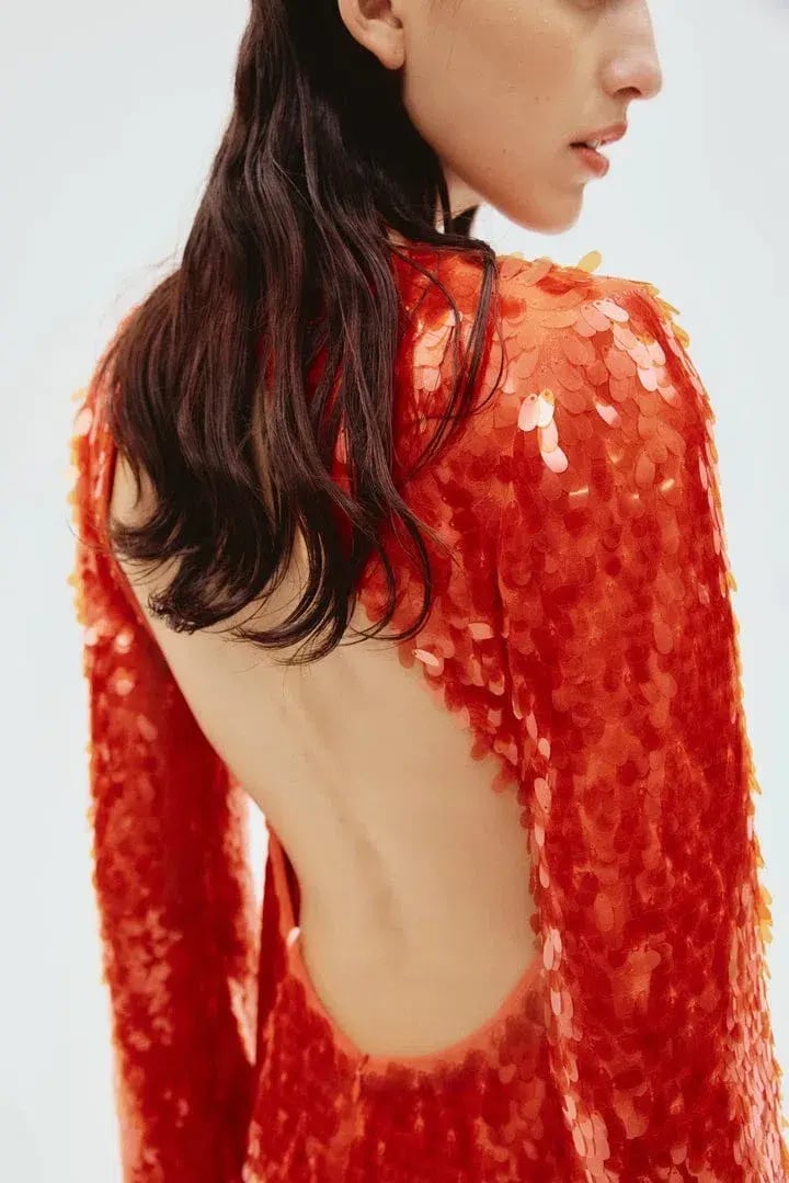 Alemais Geanie Long Sleeve Sequin Gown Red Size 8 AU photo 9