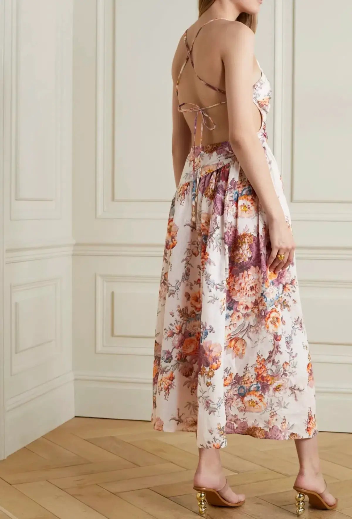 Zimmermann The Pattie Asymmetric Dress in Cream Floral Size 0 / AU 8 photo 2