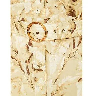 Zimmermann Linen Belted Shirt Dress Palm Tree Print Size 3 / AU 14 photo 4