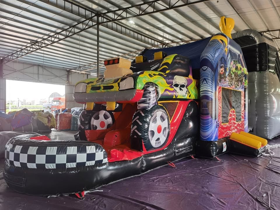 Hire - 3d Monster truck jumping castle dry or waterslide photo 2