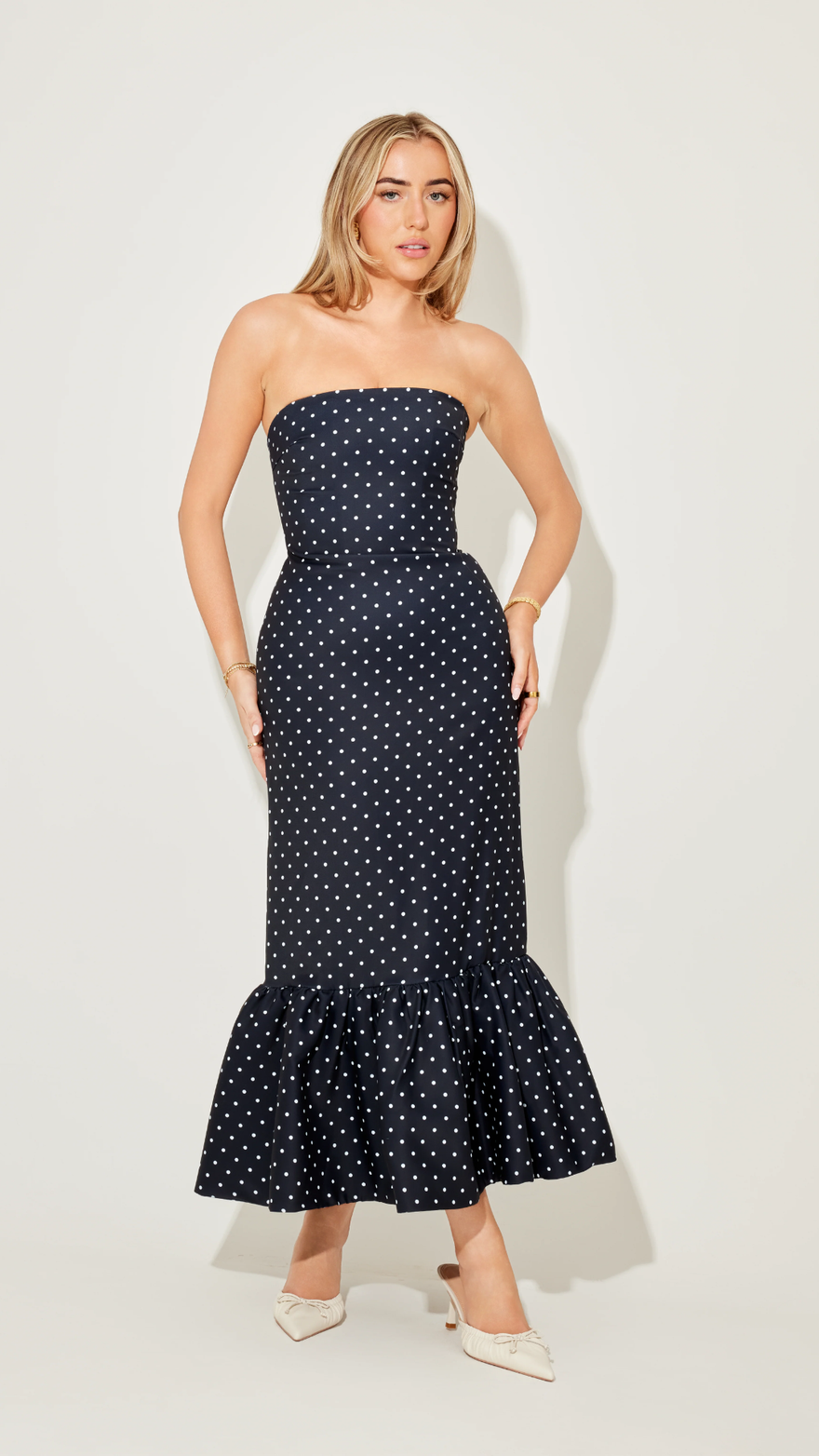Odd Muse Strapless Peplum Midi Dress photo 4