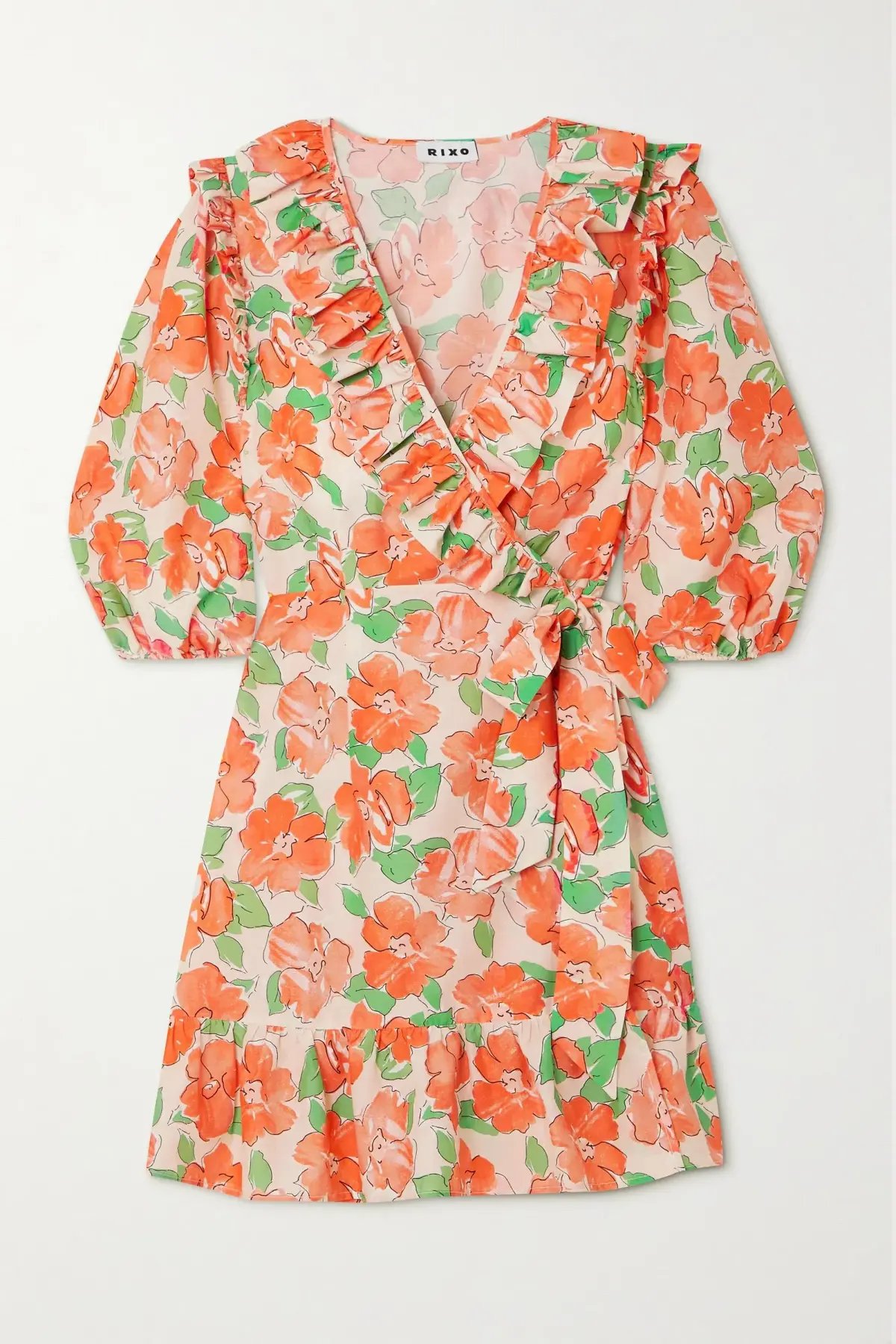 Rixo London Lennon Floral Print Wrap Dress Orange Size 10 photo 5