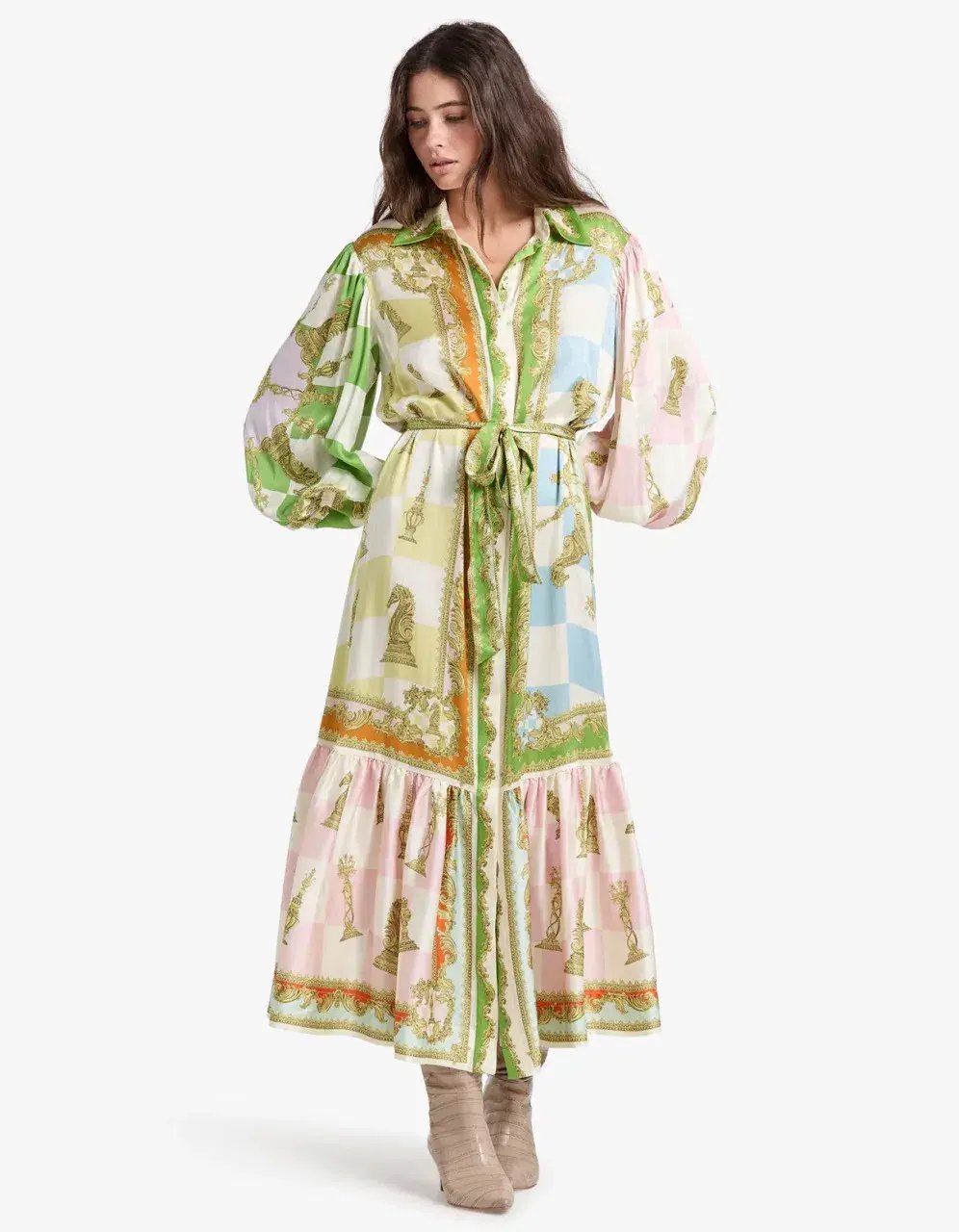 Alemais Checkmate Silk Shirtdress Multi Size AU 8 photo 28