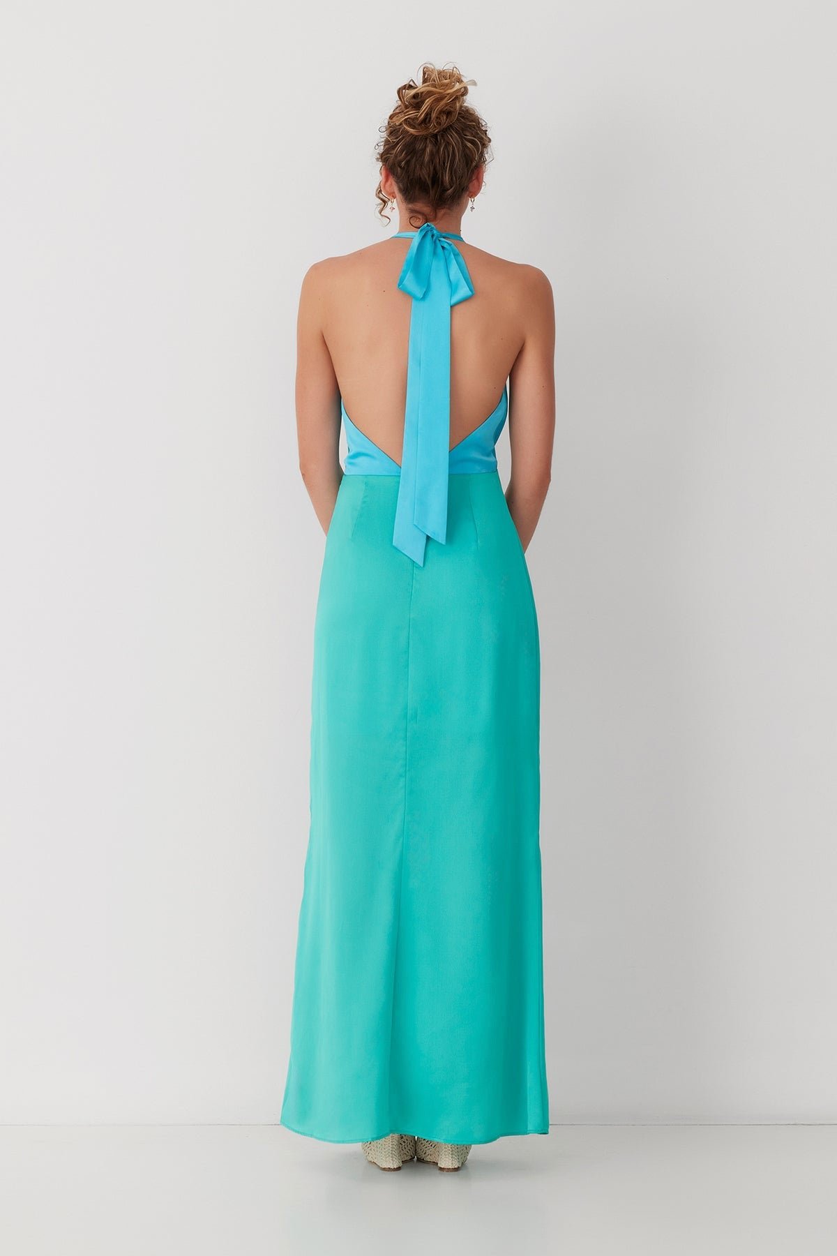 THE WOLF GANG OAHU SLIP DRESS - AQUAMARINE photo 9