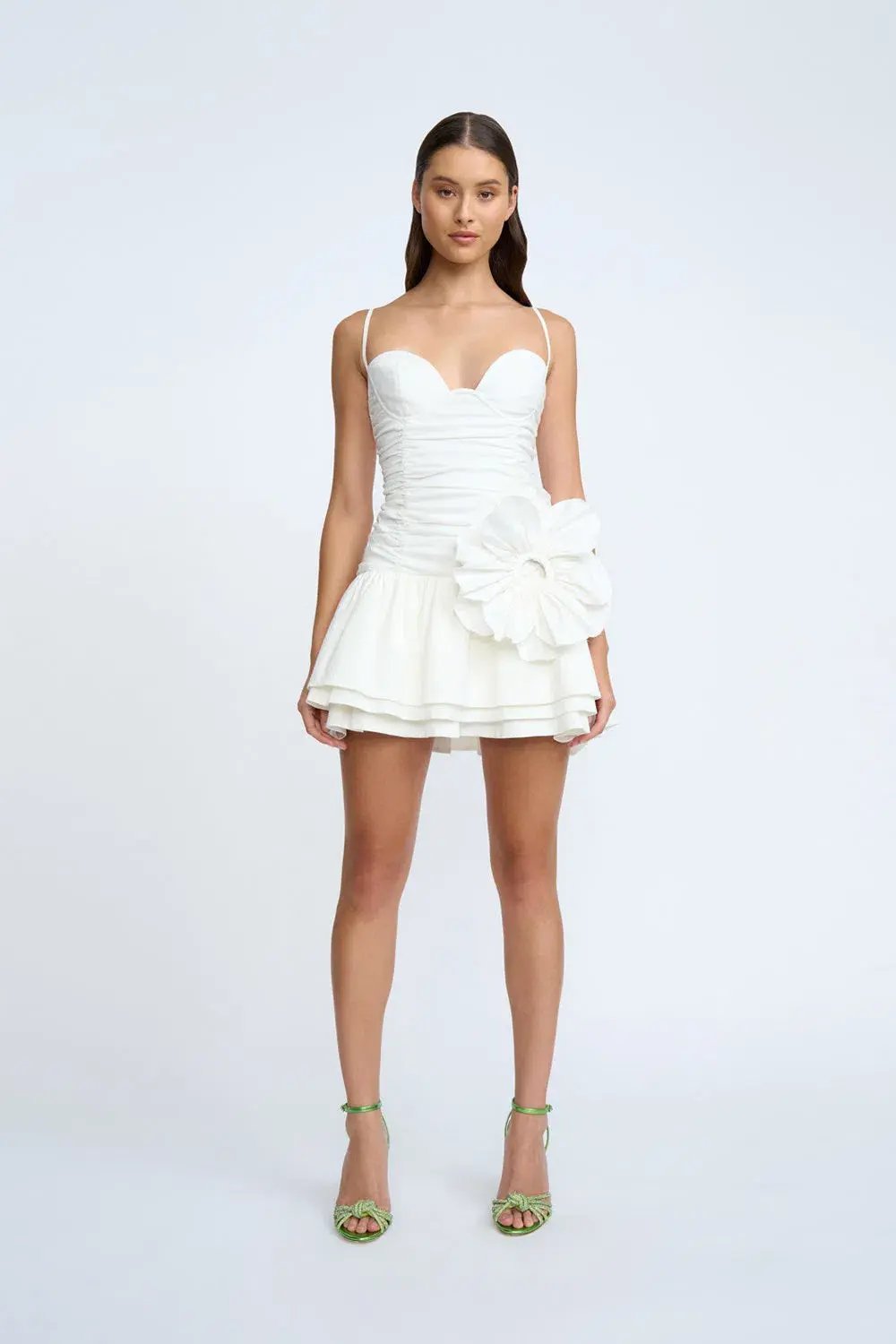 By Johnny Samantha Ruffle Mini Dress Ivory Size 8 photo 2