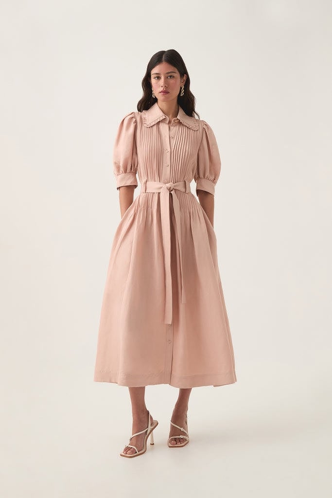 Aje Madeleine Belted Midi Dress in Blush photo 3