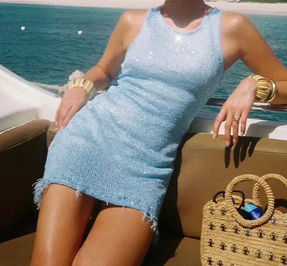 Asta Resort Natalia Mini Dress Baia Blue Sequin Size S / AU 8 photo 2