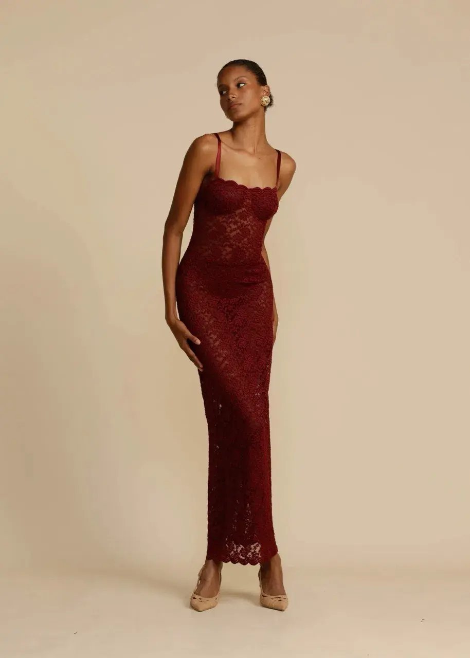 Arcina Ori Margot Maxi Dress in Red Wine Size AU 8 photo 4