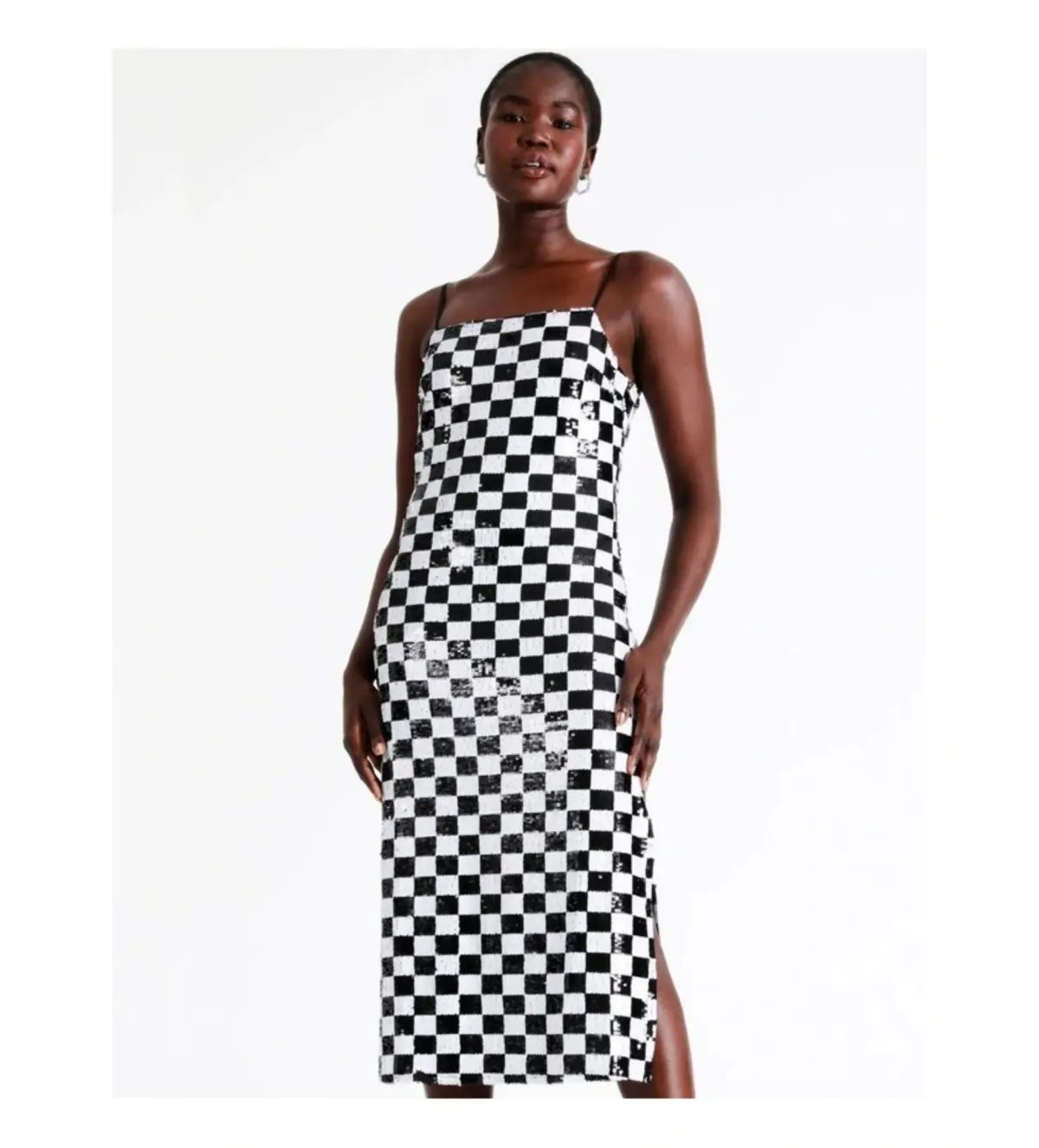 Wayne Cooper Sequin Check Midi Dress Multi Size 10 photo 2