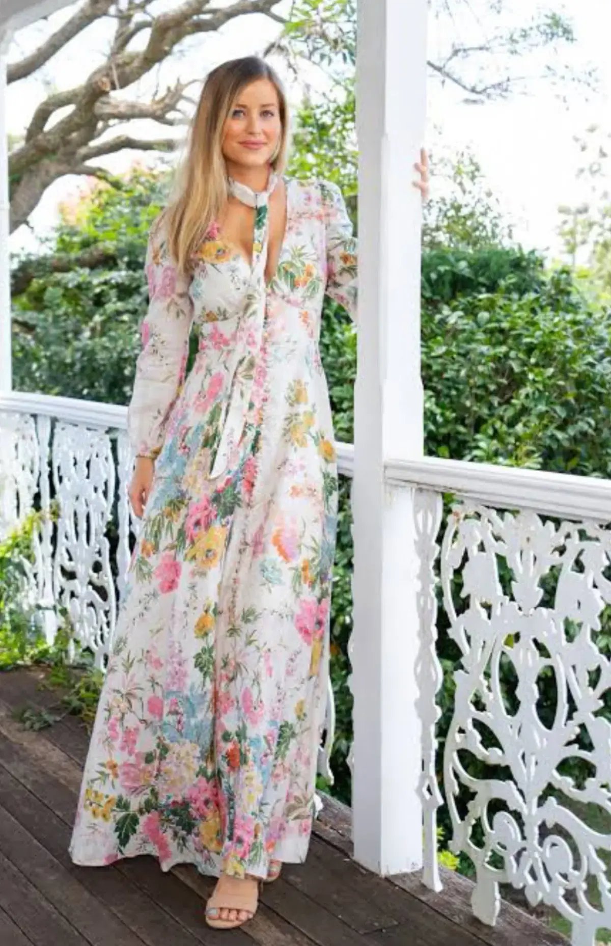 Zimmermann Heathers Plunge Long Maxi Dress Garden Floral Size 2 / AU 12 photo 4