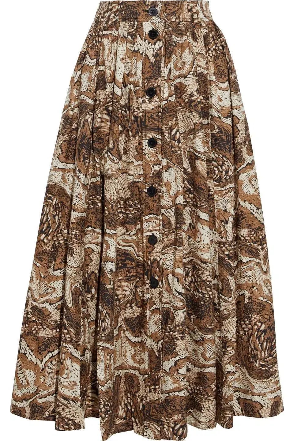 Ganni Gathered Printed Skirt Print Size 10 photo 2