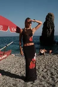 With Harper Lu Mesh Tank and Skirt Floral Set  Black Floral Size M/ Au 10 photo 5