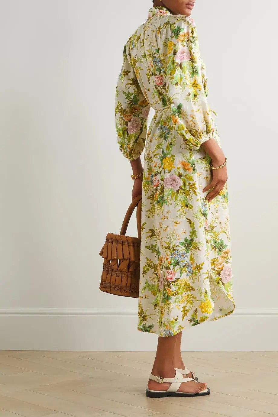 Alemais Eden Midi Shirt Dress Belted Floral Print Linen Size AU 10 photo 3
