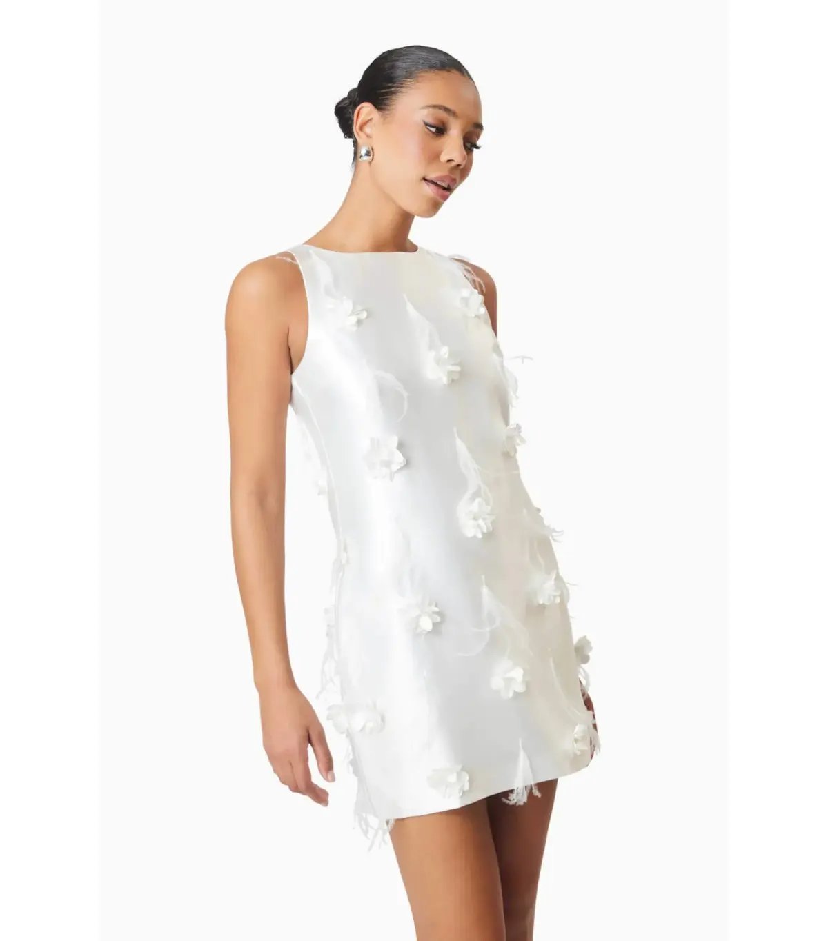 Elliat Lunaria Satin Mini Dress in White Size AU 10 photo 2