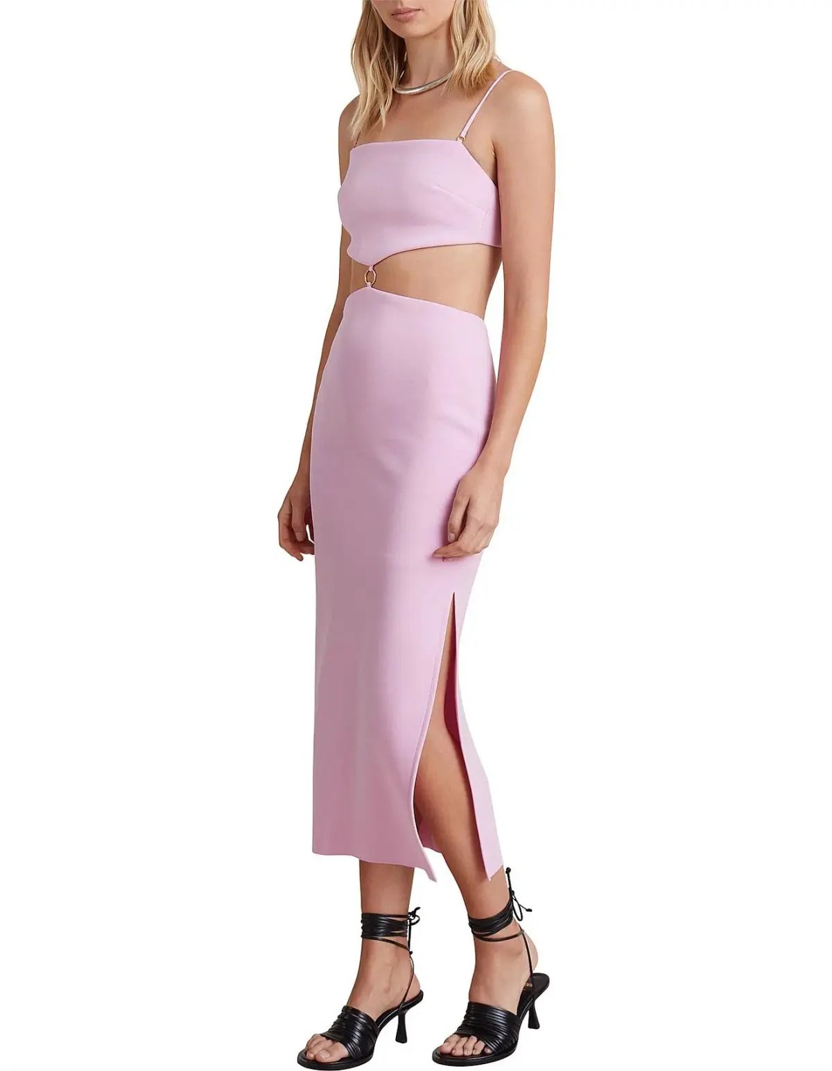 Bec & Bridge Alba Cut Out Midi Dress Pink Size 10 photo 3