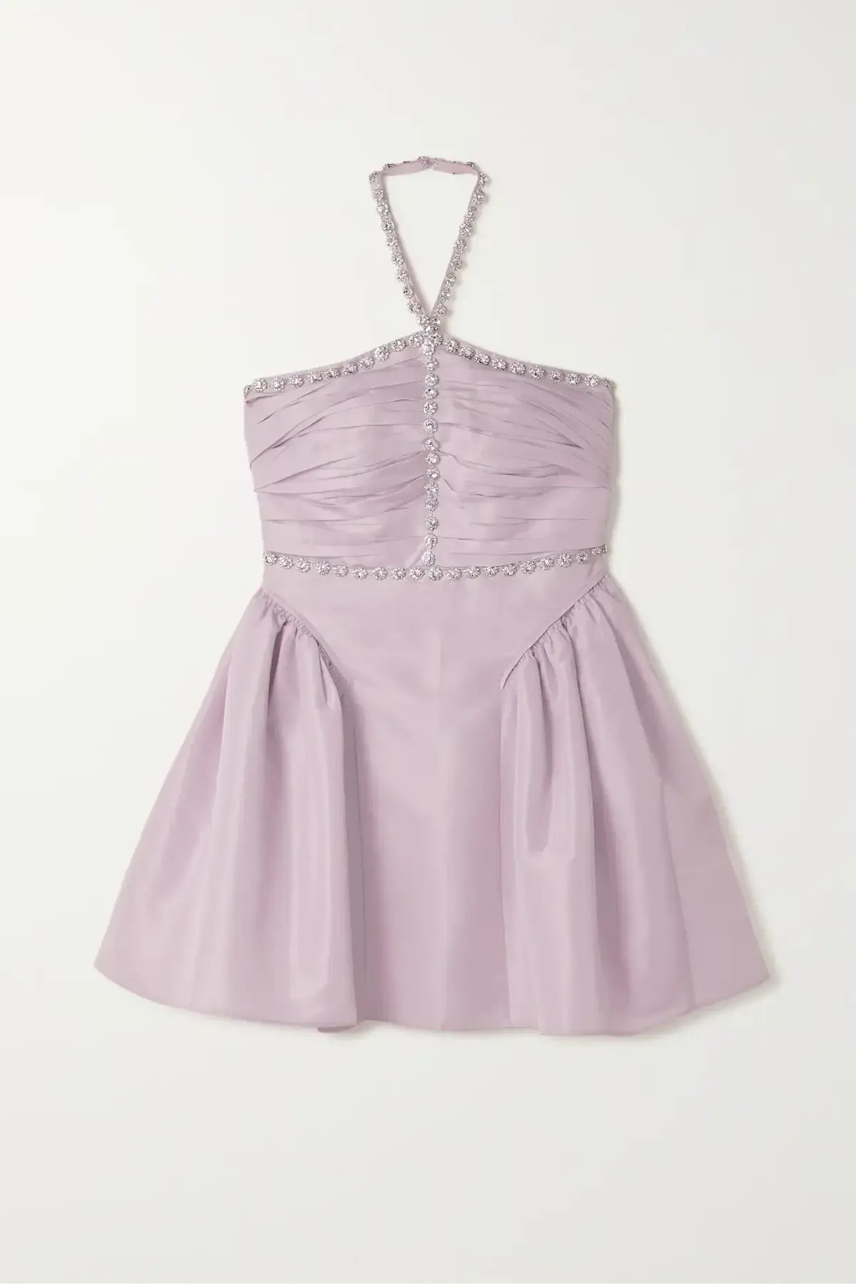 Self Portrait Crystal Embellished Halter Neck Mini Dress Lilac Size 10 photo 3