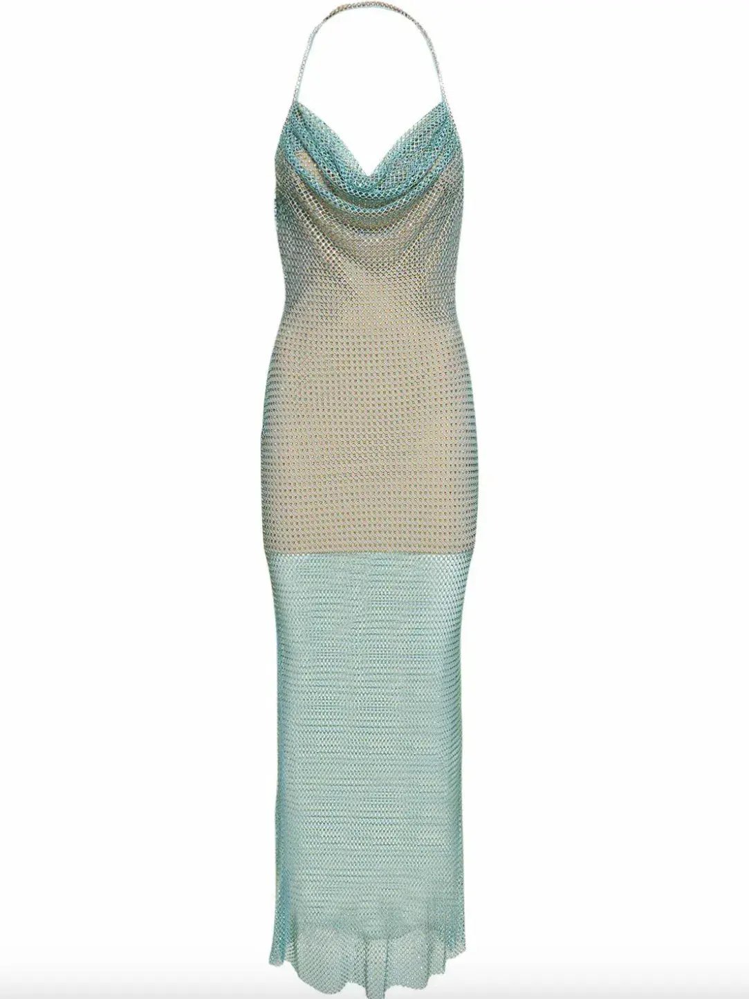 Self Portrait Crystal-Embellished Fishnet Maxi Dress AU8 photo 3