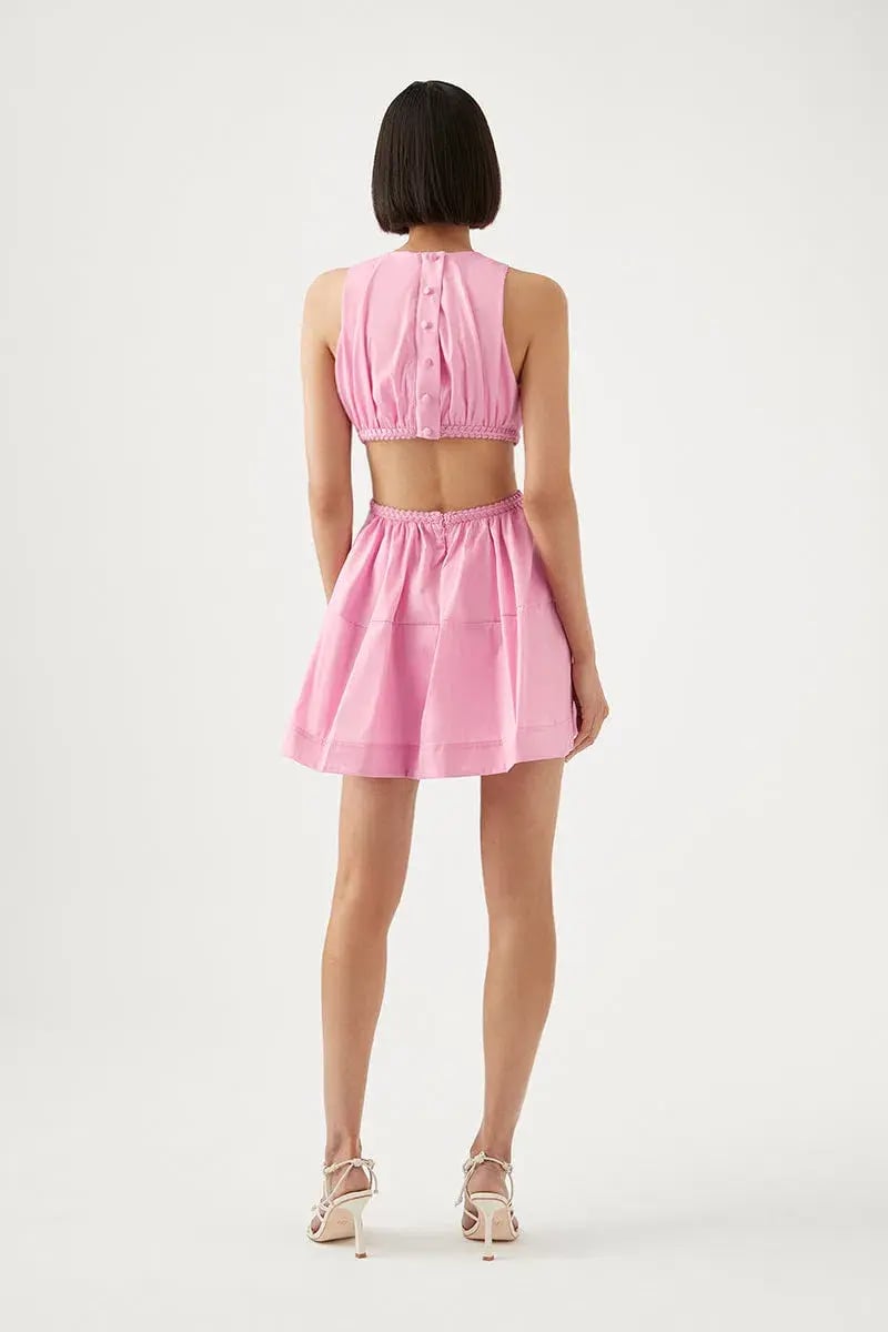 Aje Voyage Braided Cut Out Mini Dress Pink Size 8 photo 3