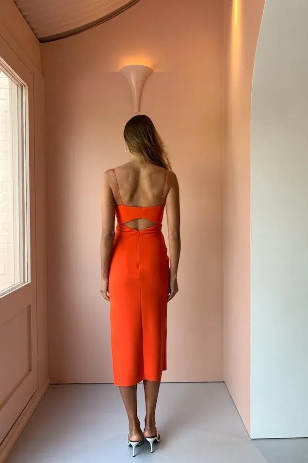 Bec & Bridge Ulla Cut Out Midi Dress Blood Orange Size AU 10 photo 6