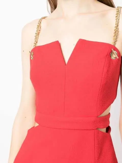 Rebecca Vallance Scarlett Chain Midi Dress Red Size 10 photo 4