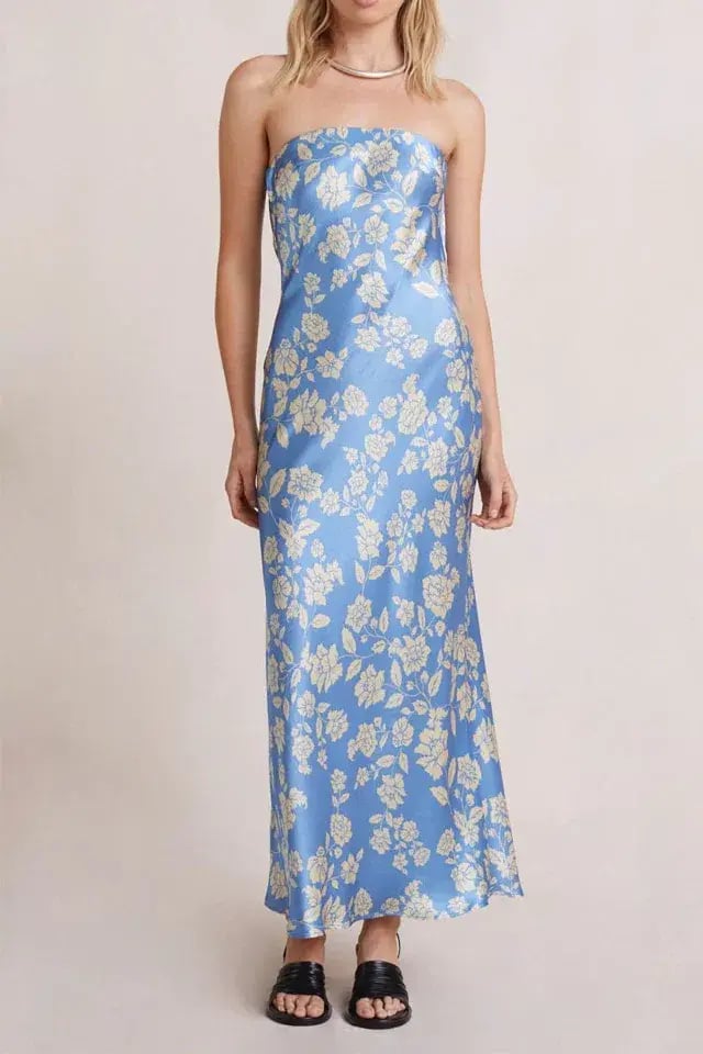 Bec & Bridge Blossom Strapless Maxi Dress in Blue Floral Size 6 photo 2